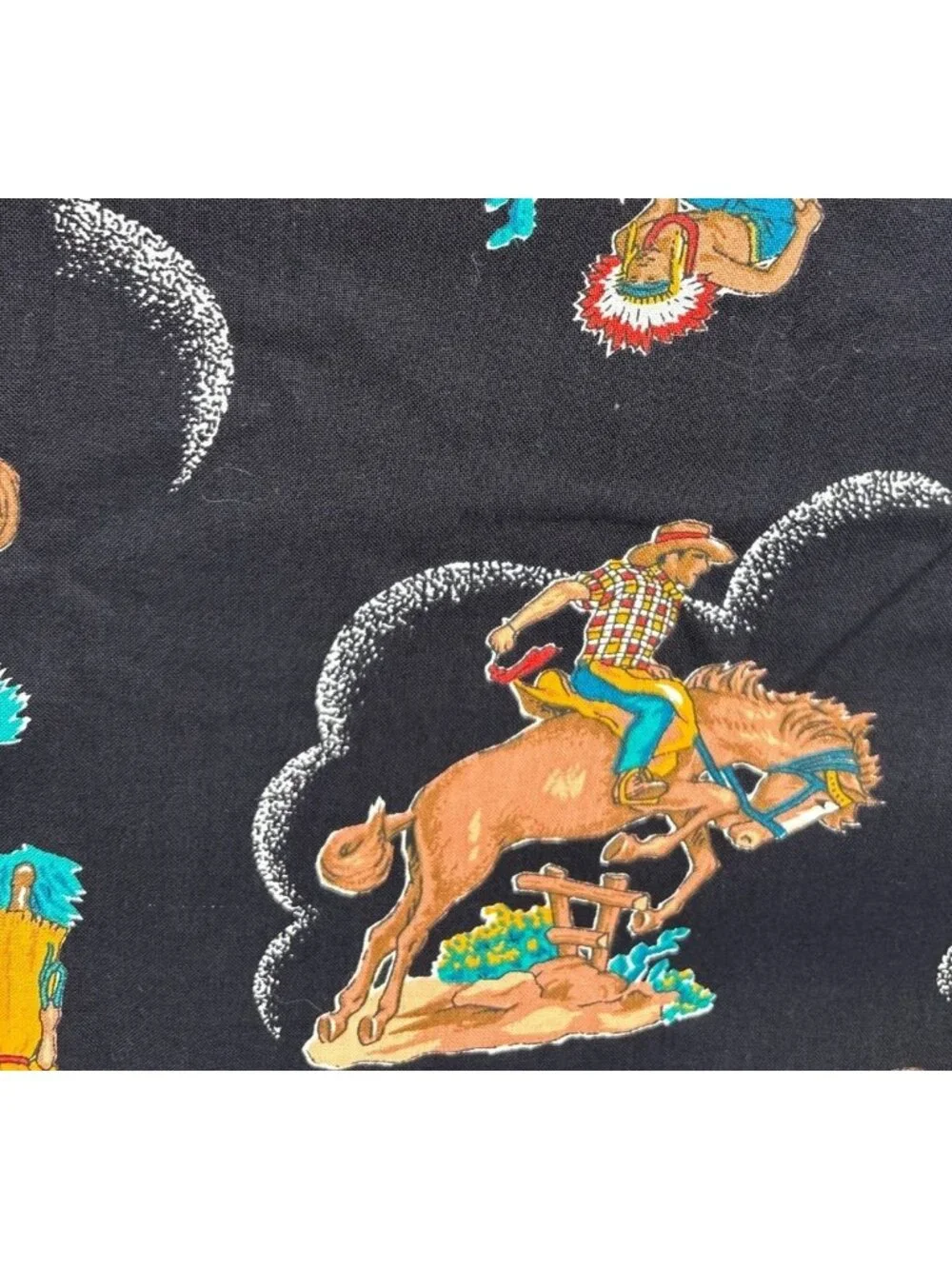 Cowboy & Native American Themed Cotton Fabric 1/2 yard x 44
